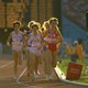Budd and Decker vie for the lead in the 3000-meter final. Photo credit Steve Powell/Allsport/Getty Images.